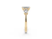 Emerald Cut Three-Stone Engagement Ring Setting | Pear Side Stones | Yellow Gold