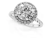 Round Halo Engagement Ring Setting | Twisted Rope Band | Platinum