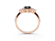 Fancy Black Radiant Cut Diamond Cluster Ring Set in Rose gold with Beaded Band