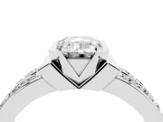 Emerald Cut Half Bezel Engagement Ring Setting | Double Row Channel Band | Platinum