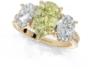 Pear-Shaped Vintage Three Stone Engagement Ring Setting for a Fancy Yellow Lab-Grown Diamond | Yellow Gold