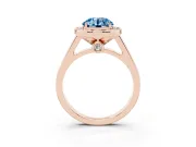 Round Rimmed Halo Engagement Ring Setting for a Fancy Blue Lab-Grown Diamond | Rose Gold