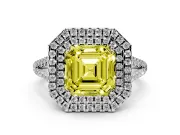 Asscher Cut Halo Engagement Ring Setting for a Fancy Yellow Lab-Grown Diamond | White Gold - Design NV-24799