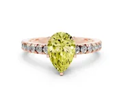 Pear-Shaped Pavé Solitaire Engagement Ring Setting for a Fancy Yellow Lab-Grown Diamond | Rose Gold