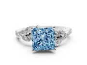 Princess Cut Floral Engagement Ring Setting for a Fancy Blue Lab-Grown Diamond | Platinum
