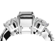 Fancy Black Emerald Cut Lab-Grown Diamond Three-Stone Ring Set in White Gold with Channel-Set Band and Prong Setting