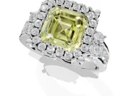 Asscher Cut Halo Engagement Ring Setting for a Fancy Yellow Lab-Grown Diamond | Graduated Channel Band | Platinum
