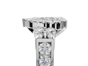 Heart-Shaped Halo Side Cluster Engagement Ring Setting | Graduated Channel Band | Sterling Silver