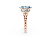 Marquise Three Stone Engagement Ring Setting for a Fancy Blue Lab-Grown Diamond | Braided Band | Rose Gold