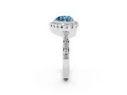 Heart-Shaped Milgrain Halo Engagement Ring Setting for a Fancy Blue Lab-Grown Diamond | Pavé Shoulders | Sterling Silver