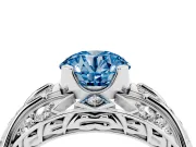 Round Art Deco Graduated Engagement Ring Setting for a Fancy Blue Lab-Grown Diamond | Platinum