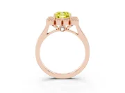 Cushion Cut Milgrain Cluster Halo Engagement Ring Setting for a Fancy Yellow Lab-Grown Diamond | Plain Band | Rose Gold