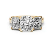 Radiant Cut Three Stone Engagement Ring Setting | Large Side Stones | Yellow Gold