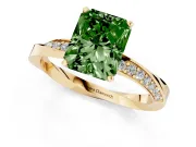 Radiant Cut Twisted Pave Engagement Ring Setting for a Fancy Green Lab-Grown Diamond | Ribbon Band | Yellow Gold
