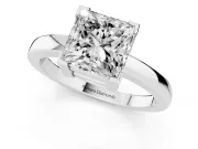 Princess Cut Diamond Solitaire Ring Set in Silver with Prong Head and Smooth Polished Band