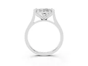 Round Claw Corner Halo Engagement Ring Setting | Slim Plain Band | White Gold