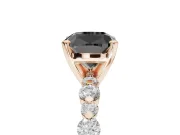 Cushion Cut Pavé Engagement Ring Setting for a Black Center | Alternating Accents | Rose Gold