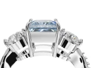 Princess Cut Three Stone Engagement Ring Setting for a Fancy Blue Lab-Grown Diamond | Tapered Pave Band | Platinum