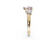 Heart-Shaped Three Stone Engagement Ring Setting for a Fancy Pink Lab-Grown Diamond | Tapered Band | Yellow Gold
