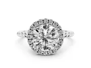 Round Halo Engagement Ring Setting | Twisted Rope Band | Platinum