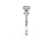 Asscher Cut Pavé Engagement Ring Setting for a Fancy Blue Lab-Grown Diamond | Crossover Gallery | Sterling Silver
