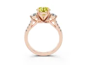 Round Three-Stone Engagement Ring Setting for a Fancy Yellow Lab-Grown Diamond | Rose Gold