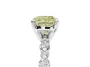 Cushion Cut Pavé Solitaire Engagement Ring Setting for a Fancy Yellow Lab-Grown Diamond | Alternating Accents | Platinum
