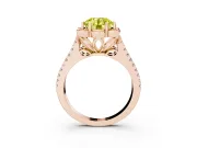 Round Floral Halo Engagement Ring Setting for a Fancy Yellow Lab-Grown Diamond | Pavé Split Shank | Rose Gold