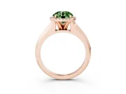 Fancy Green Round Cut Diamond Halo Ring Set in Rose gold with Cathedral Band and Prong Setting