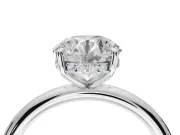Round Hidden Halo Engagement Ring Setting | Thin Plain Band | Sterling Silver