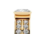 Radiant Cut Half Bezel Engagement Ring Setting | Double Row Channel Band | Yellow Gold