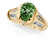 Pear-Shaped Vintage Milgrain Engagement Ring Setting for a Fancy Green Lab-Grown Diamond | Hidden Halo | Yellow Gold