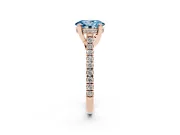 Oval Hidden Halo Pave Engagement Ring Setting for a Fancy Blue Lab-Grown Diamond | Claw Prongs | Rose Gold