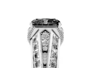 Radiant Cut Vintage Milgrain Engagement Ring Setting for a Black Center | Hidden Halo | Platinum