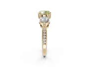 Round Three Stone Engagement Ring Setting for a Fancy Yellow Lab-Grown Diamond | Tapered Pave Band | Yellow Gold