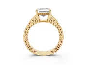 Asscher Cut Vintage Engraved Solitaire Engagement Ring Setting | Milgrain Pavé | Yellow Gold