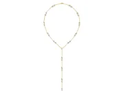Pear-Shaped Lab-Grown Diamond Bezel Station Lariat Necklace | Polished Bar Links | Yellow Gold