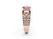 Oval Vintage Milgrain Pave Engagement Ring Setting for a Fancy Pink Lab-Grown Diamond | Crescent Side Rows | Rose Gold