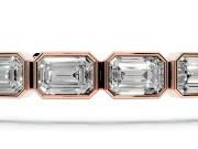 Emerald Cut Lab-Grown Diamond East-West Bezel Tennis Bracelet | Spaced Links | Rose Gold