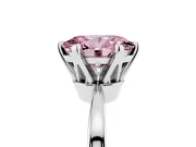Fancy Pink Oval Cut Diamond Solitaire Engagement Ring Set in Silver with Slim Tapered Solitaire Band