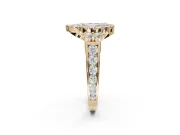 Pear-Shaped Halo Engagement Ring Setting for a Fancy Pink Lab-Grown Diamond | Graduated Channel Band | Yellow Gold