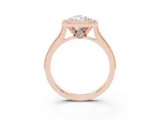 Radiant Cut Vintage Milgrain Halo Engagement Ring Setting | Bezel Head | Rose Gold