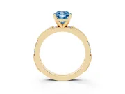 Cushion Cut Vintage Pavé Engagement Ring Setting for a Fancy Blue Lab-Grown Diamond | Yellow Gold