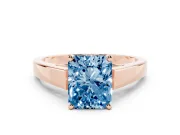 Radiant Cut Solitaire Engagement Ring Setting for a Fancy Blue Lab-Grown Diamond | Rose Gold