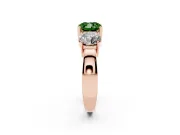 Cushion Cut Three Stone Engagement Ring Setting for a Fancy Green Lab-Grown Diamond | Wide Plain Band | Rose Gold