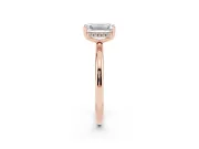 Emerald Cut Diamond Solitaire Engagement Ring Set in Rose gold with Prong Setting and Polished Band