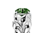 Round Leaf Bypass Engagement Ring Setting for a Fancy Green Lab-Grown Diamond | Sterling Silver