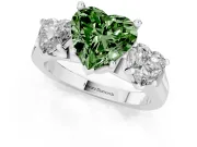 Heart-Shaped 3 Stone Engagement Ring Setting for a Fancy Green Lab-Grown Diamond | Sterling Silver - Design NV-24828