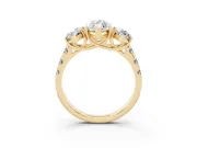 Marquise Three Stone Engagement Ring Setting | Accented Shoulders | Yellow Gold