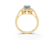 Oval Halo Engagement Ring Setting for a Fancy Blue Lab-Grown Diamond | Polished Halo Rim | Yellow Gold